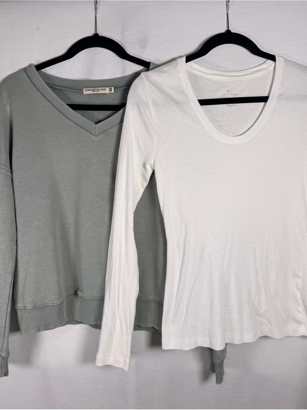 Chance or Fate Light Gray Knit Top w/white long sleeve tshirt bundle